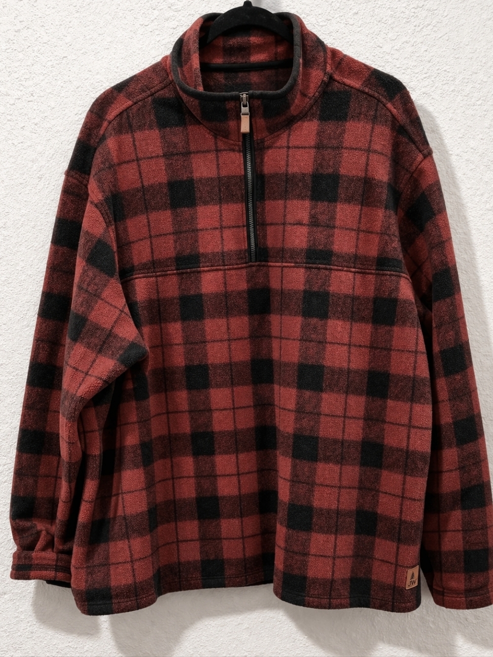John Wayne Buffalo Plaid Flannel 1/4 Zip Plaid Pullover Jacket Size XXL